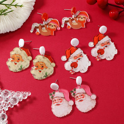 1 Pair Cartoon Style Santa Claus Painted Arylic Drop Earrings