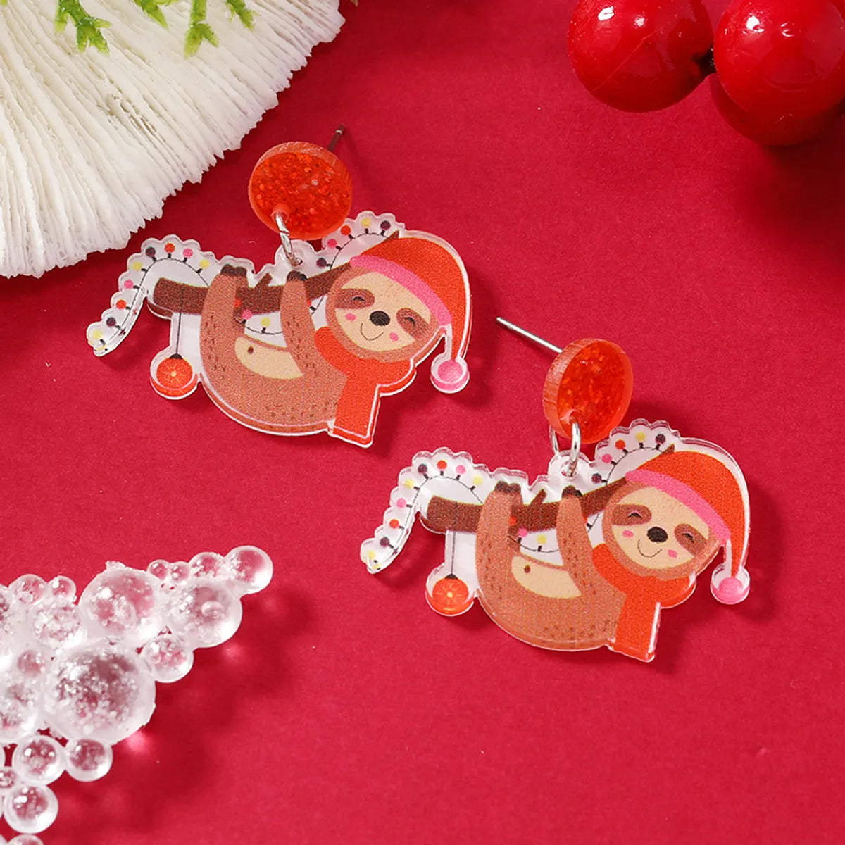 1 Pair Cartoon Style Santa Claus Painted Arylic Drop Earrings