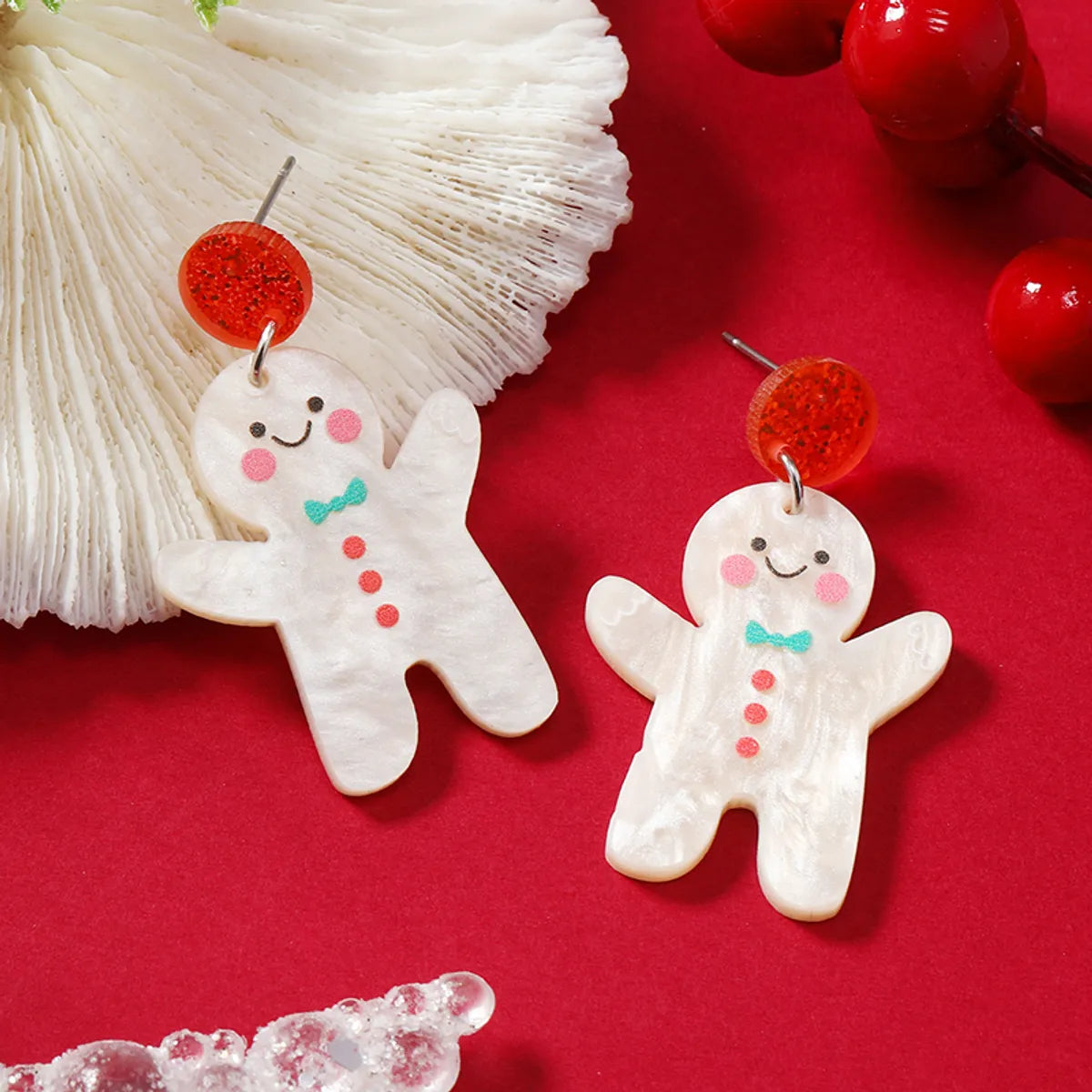 1 Pair Cartoon Style Snowman Painted Arylic Drop Earrings