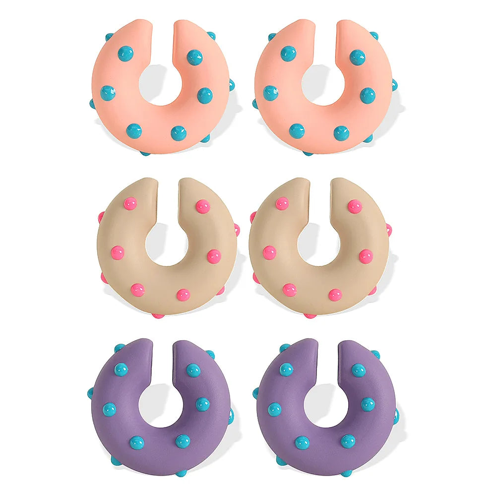 1 Pair Cartoon Style Solid Color Semicircle Epoxy Resin Ear Cuffs