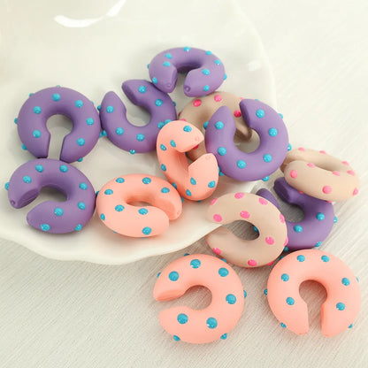 1 Pair Cartoon Style Solid Color Semicircle Epoxy Resin Ear Cuffs