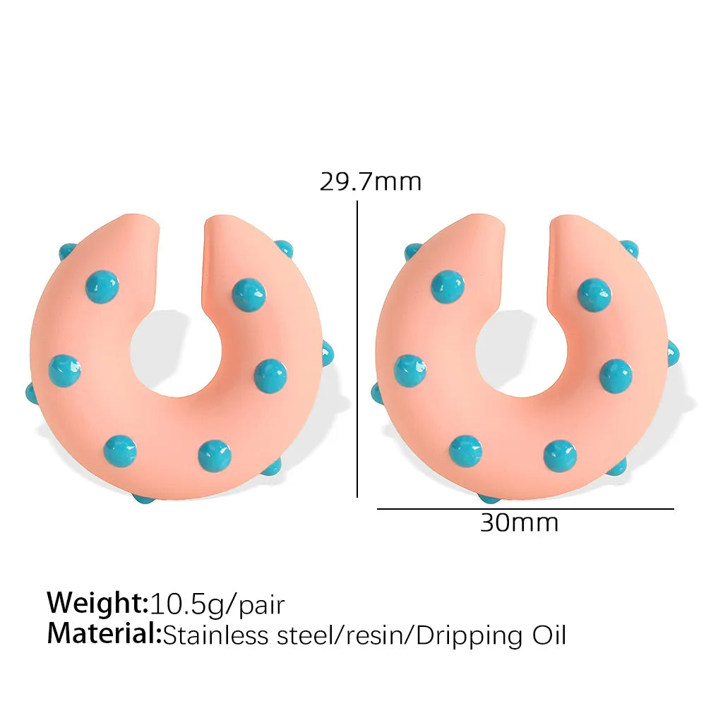 1 Pair Cartoon Style Solid Color Semicircle Epoxy Resin Ear Cuffs