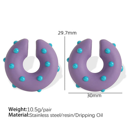 1 Pair Cartoon Style Solid Color Semicircle Epoxy Resin Ear Cuffs