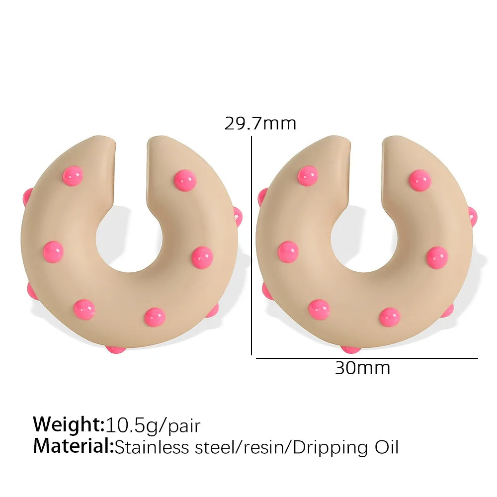 1 Pair Cartoon Style Solid Color Semicircle Epoxy Resin Ear Cuffs