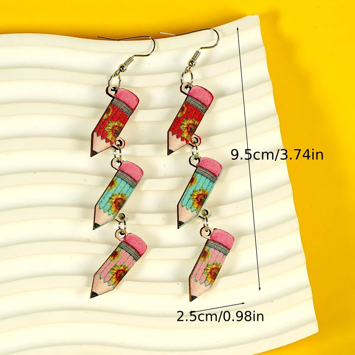 1 Pair Cartoon Style Sports Football Pencil Wood Drop Earrings