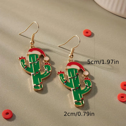 1 Pair Cartoon Style Sweet Cactus Alloy Drop Earrings