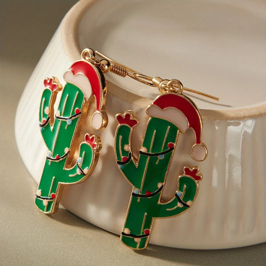 1 Pair Cartoon Style Sweet Cactus Alloy Drop Earrings