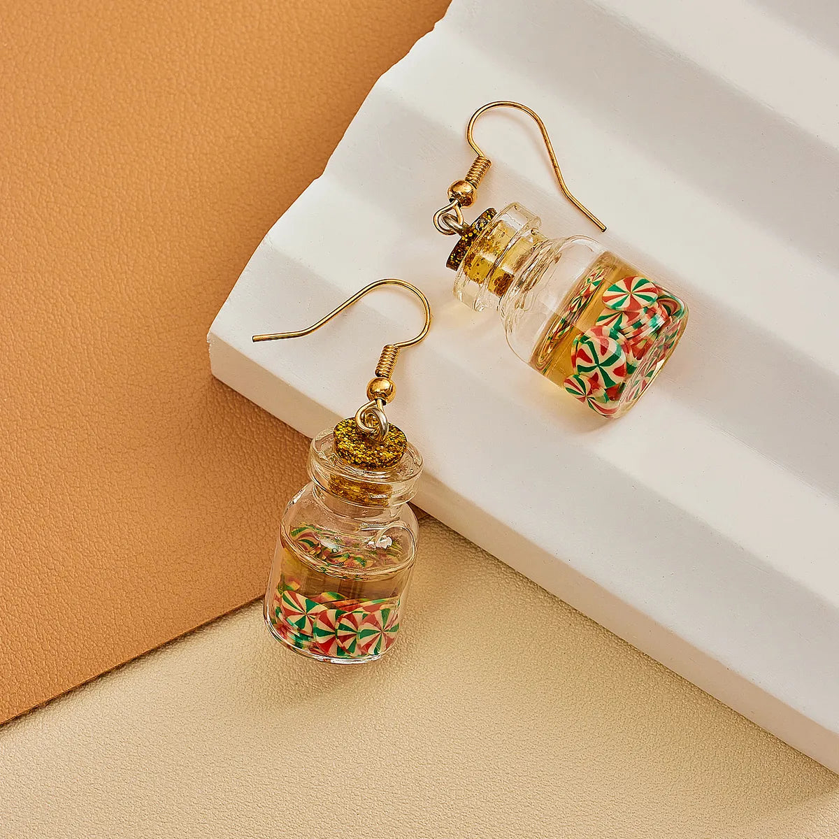 1 Pair Cartoon Style Vacation Bottle Three-Dimensional Arylic Alloy Drop Earrings