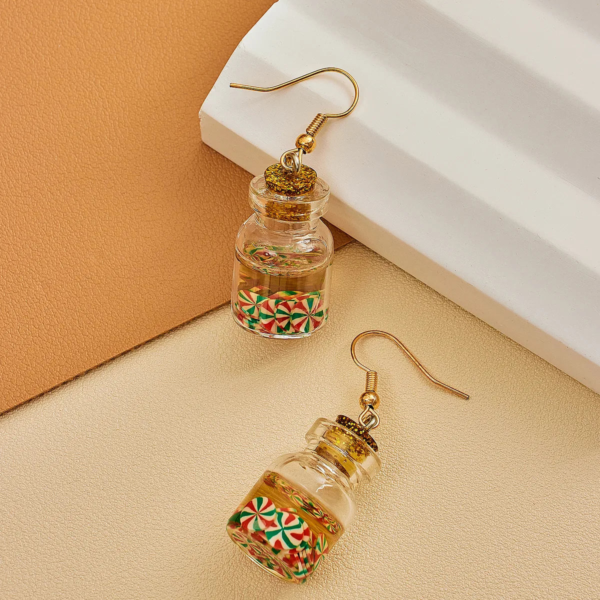 1 Pair Cartoon Style Vacation Bottle Three-Dimensional Arylic Alloy Drop Earrings