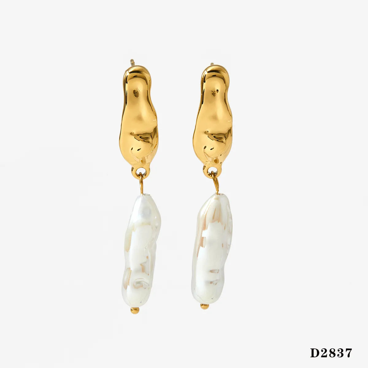 1 Pair Casual Artistic Irregular 304 Stainless Steel Imitation Pearl 16K Gold Plated White Gold Plated Gold Plated Drop Earrings