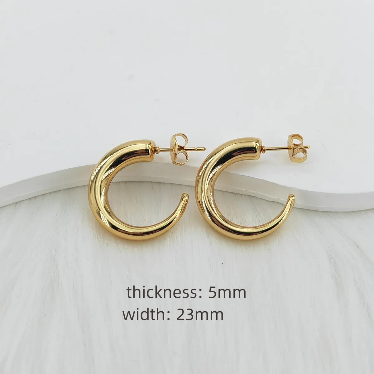 1 Pair Casual Basic Classic Style C Shape Moon Asymmetrical Stamping Plating 304 Stainless Steel Steel 18K Gold Plated 24K Gold Plated Gold Plated Ear Studs