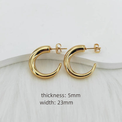 1 Pair Casual Basic Classic Style C Shape Moon Asymmetrical Stamping Plating 304 Stainless Steel Steel 18K Gold Plated 24K Gold Plated Gold Plated Ear Studs