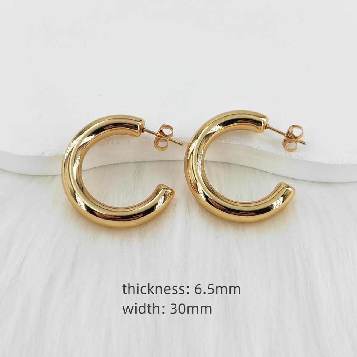 1 Pair Casual Basic Classic Style C Shape Moon Asymmetrical Stamping Plating 304 Stainless Steel Steel 18K Gold Plated 24K Gold Plated Gold Plated Ear Studs