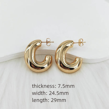 1 Pair Casual Basic Classic Style C Shape Moon Asymmetrical Stamping Plating 304 Stainless Steel Steel 18K Gold Plated 24K Gold Plated Gold Plated Ear Studs