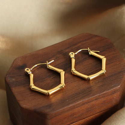 1 Pair Casual Basic Simple Style Geometric Plating Titanium Steel 18k Gold Plated Earrings