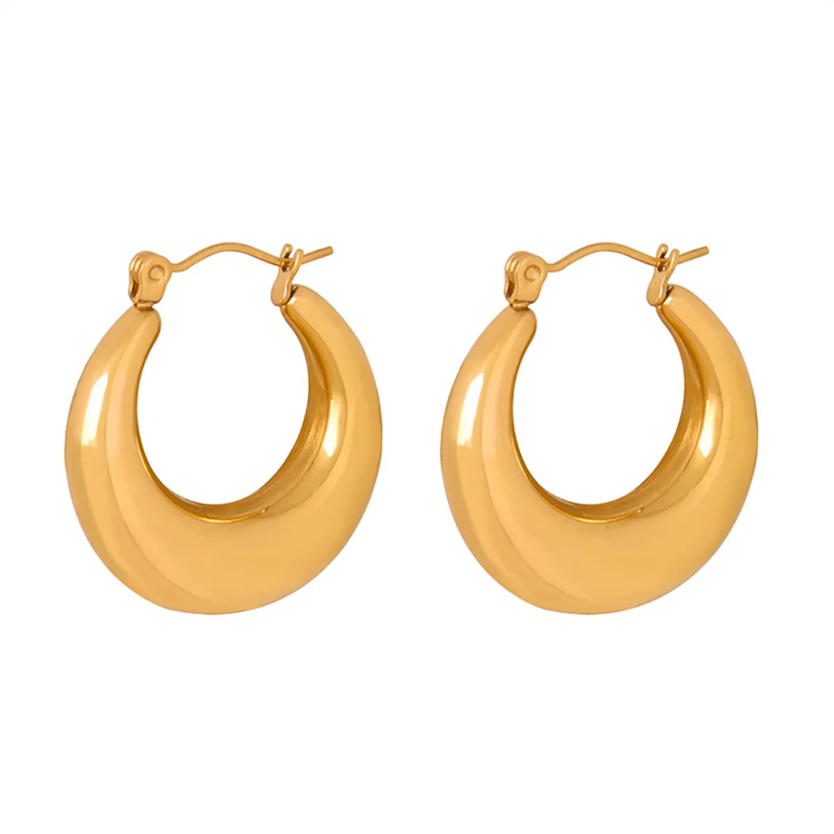 1 Pair Casual Basic Simple Style Solid Color Plating Titanium Steel 18k Gold Plated Earrings