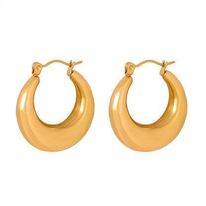 1 Pair Casual Basic Simple Style Solid Color Plating Titanium Steel 18k Gold Plated Earrings