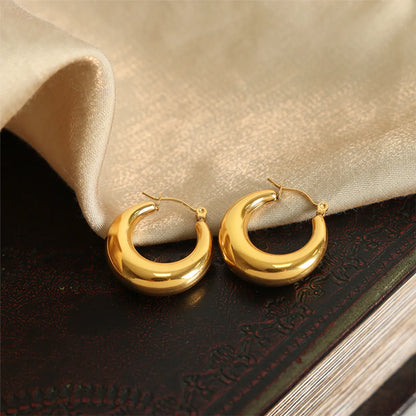 1 Pair Casual Basic Simple Style Solid Color Plating Titanium Steel 18k Gold Plated Earrings