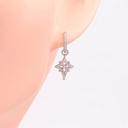 1 Pair Casual Basic Streetwear Star Plating Inlay Sterling Silver Zircon Drop Earrings