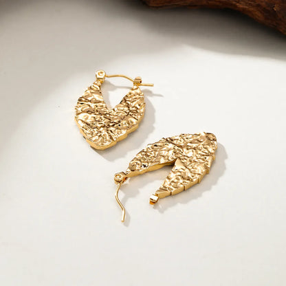 1 Pair Casual Basic V Shape Leaf Plating Stainless Steel 18k Gold Plated Earrings