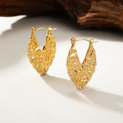 1 Pair Casual Basic V Shape Leaf Plating Stainless Steel 18k Gold Plated Earrings