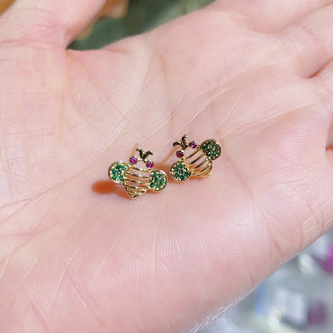 1 Pair Casual Bee Plating Inlay Copper Zircon 18k Gold Plated Ear Studs