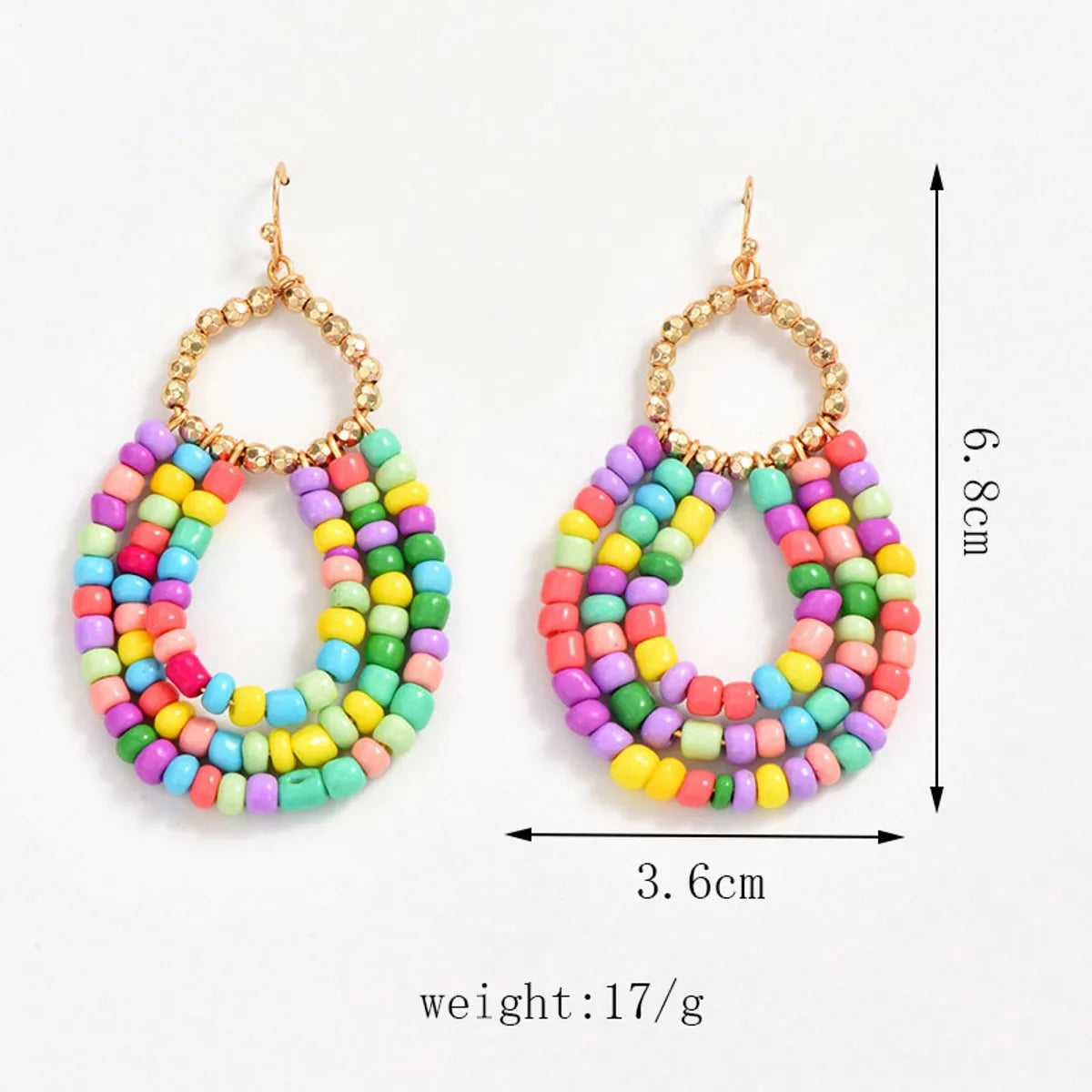 1 Pair Casual Bohemian Water Droplets Beaded Alloy Drop Earrings