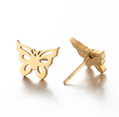 1 Pair Casual Butterfly Plating 304 Stainless Steel 18K Gold Plated Ear Studs