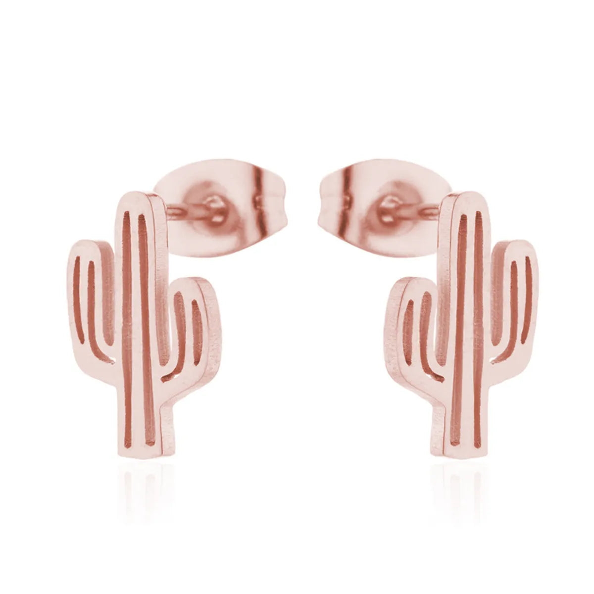 1 Pair Casual Cactus Plating 304 Stainless Steel 18K Gold Plated Ear Studs