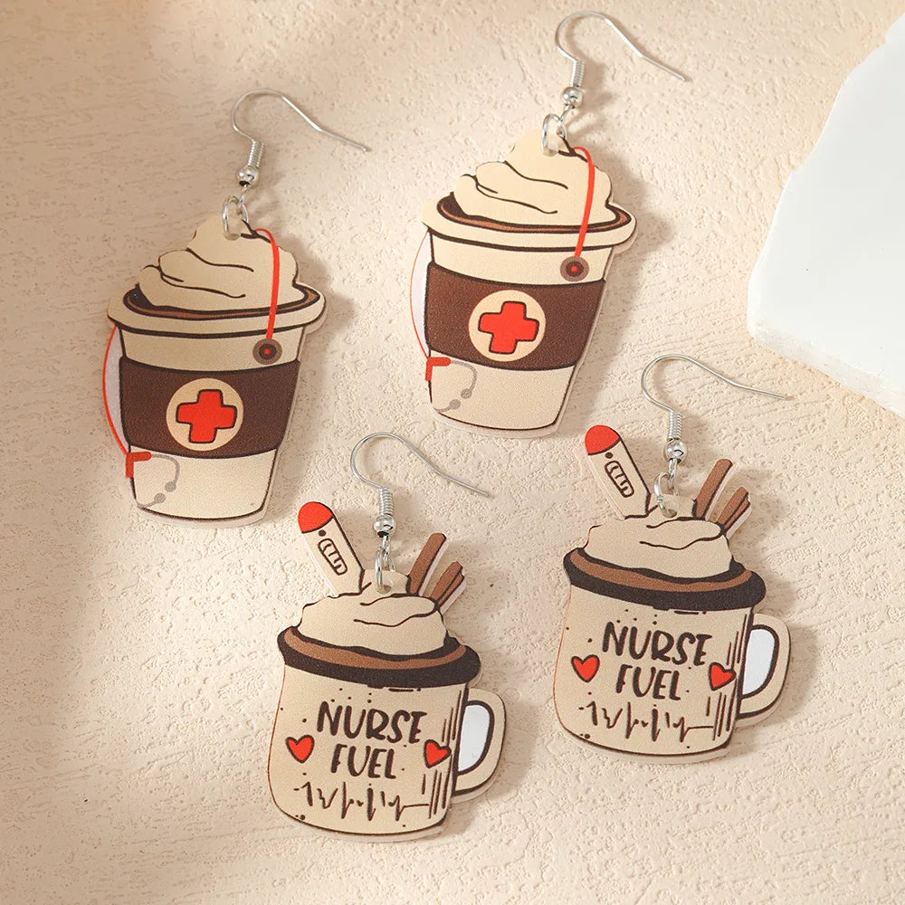 1 Pair Casual Cartoon Style Cup Arylic Silver Plated Drop Earrings