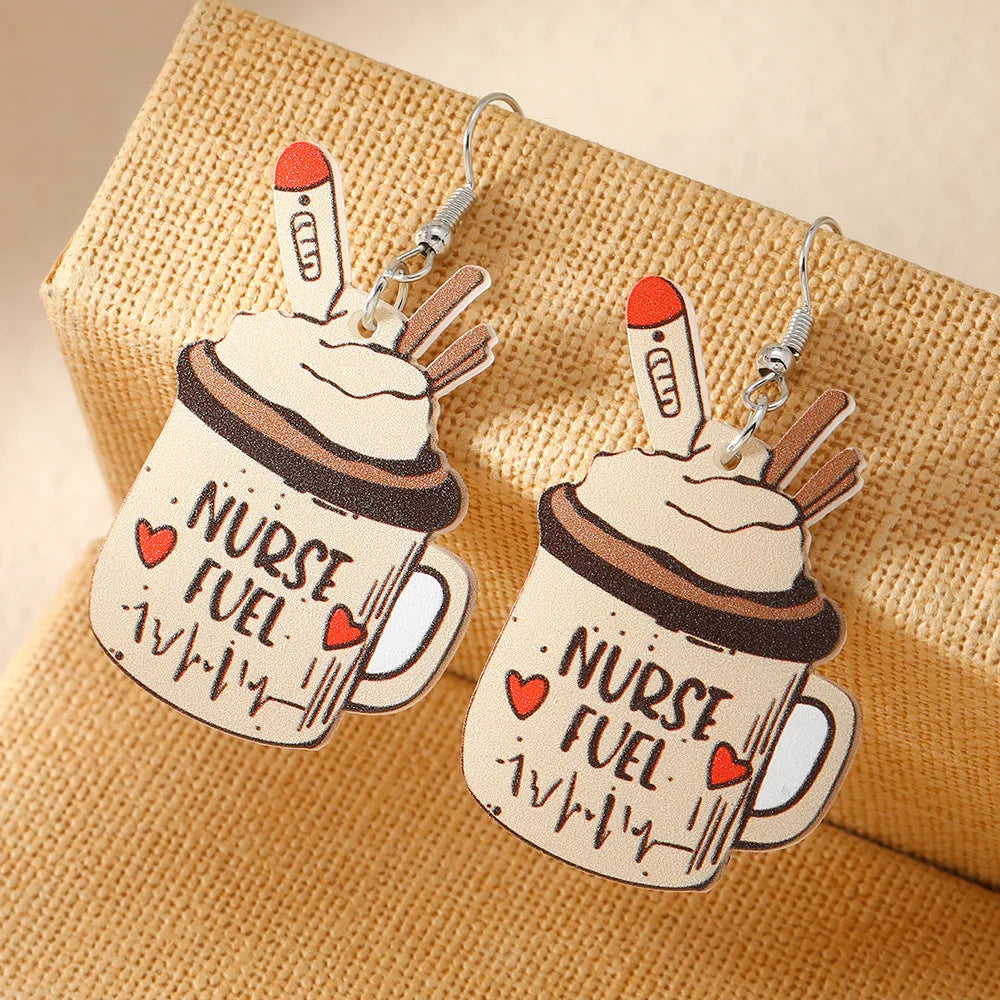 1 Pair Casual Cartoon Style Cup Arylic Silver Plated Drop Earrings