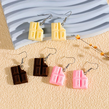 1 Pair Casual Chocolate Resin Drop Earrings