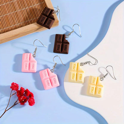 1 Pair Casual Chocolate Resin Drop Earrings