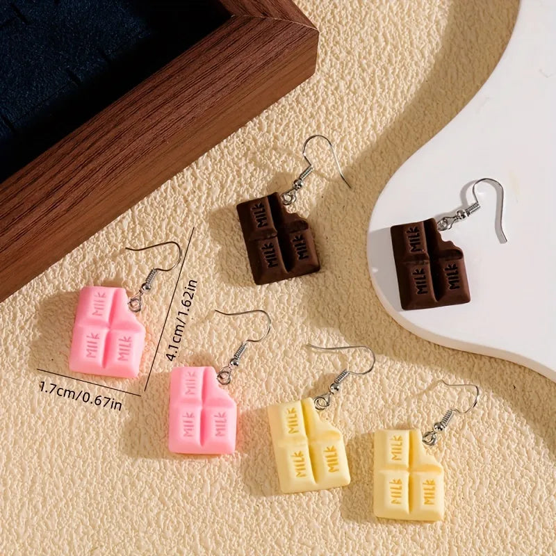 1 Pair Casual Chocolate Resin Drop Earrings