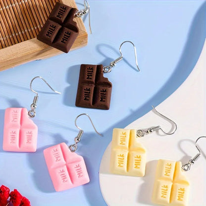 1 Pair Casual Chocolate Resin Drop Earrings