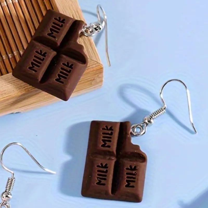 1 Pair Casual Chocolate Resin Drop Earrings