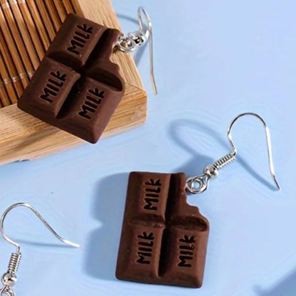 1 Pair Casual Chocolate Resin Drop Earrings