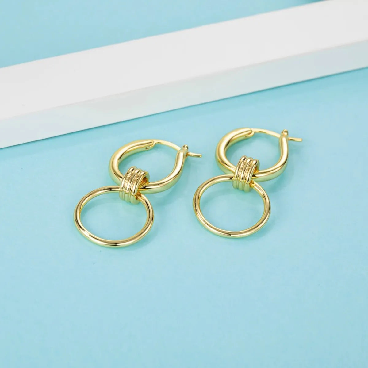 1 Pair Casual Circle Plating Copper 14k Gold Plated Earrings