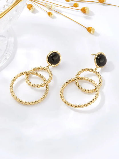 1 Pair Casual Circle Plating Stainless Steel 18k Gold Plated Drop Earrings