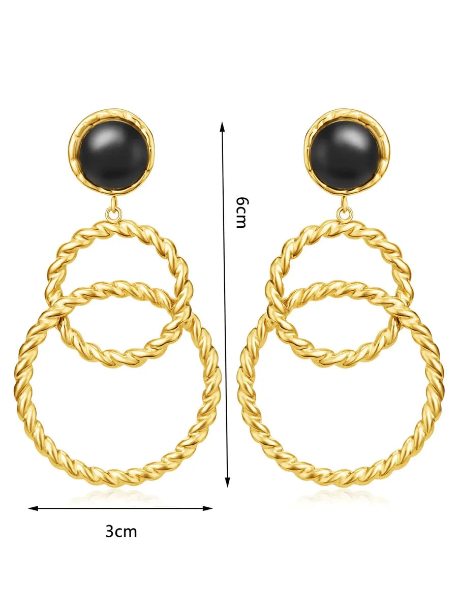 1 Pair Casual Circle Plating Stainless Steel 18k Gold Plated Drop Earrings