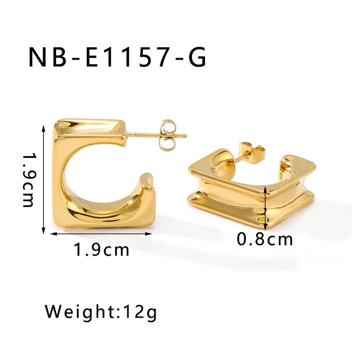 1 Pair Casual Classic Style C Shape Geometric Semicircle Plating 304 Stainless Steel 18K Gold Plated White Gold Plated Ear Studs