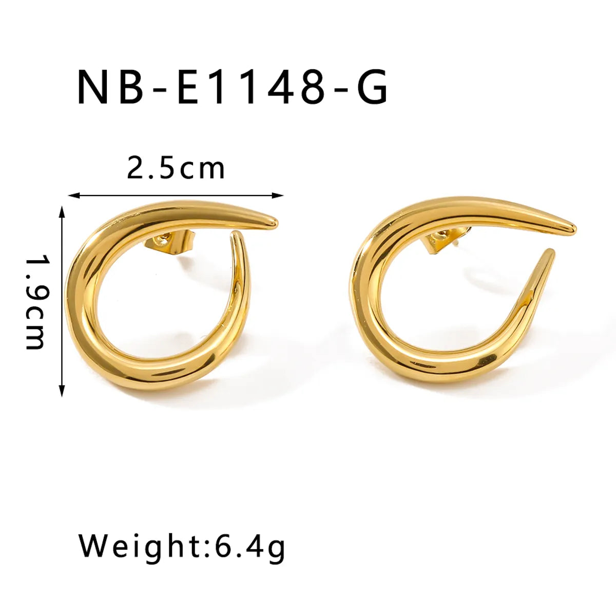 1 Pair Casual Classic Style C Shape Geometric Semicircle Plating 304 Stainless Steel 18K Gold Plated White Gold Plated Ear Studs