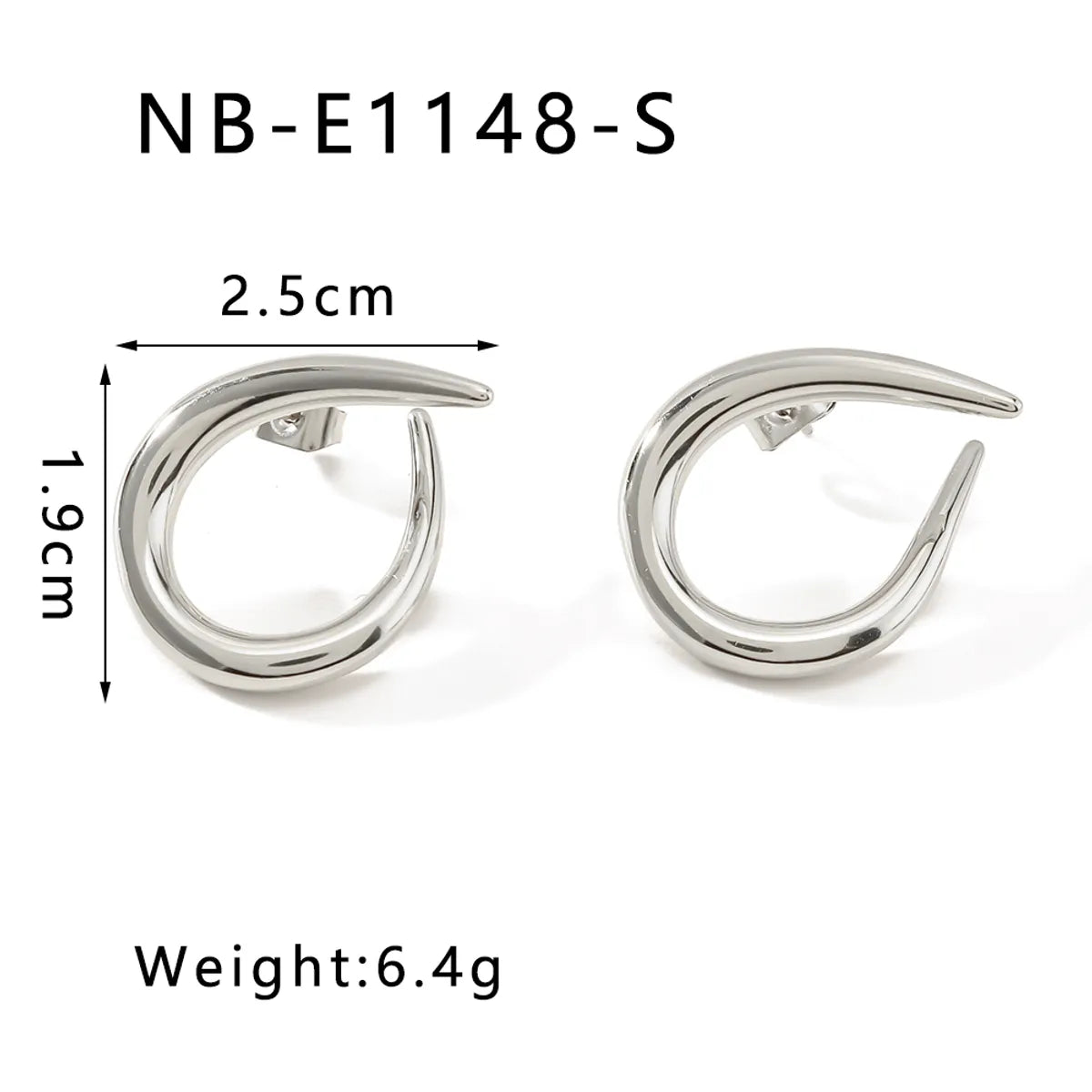 1 Pair Casual Classic Style C Shape Geometric Semicircle Plating 304 Stainless Steel 18K Gold Plated White Gold Plated Ear Studs