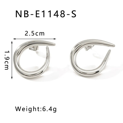 1 Pair Casual Classic Style C Shape Geometric Semicircle Plating 304 Stainless Steel 18K Gold Plated White Gold Plated Ear Studs