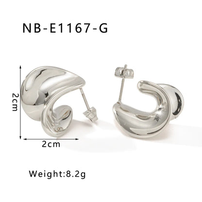 1 Pair Casual Classic Style C Shape Geometric Semicircle Plating 304 Stainless Steel 18K Gold Plated White Gold Plated Ear Studs