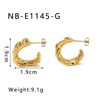 1 Pair Casual Classic Style C Shape Geometric Semicircle Plating 304 Stainless Steel 18K Gold Plated White Gold Plated Ear Studs