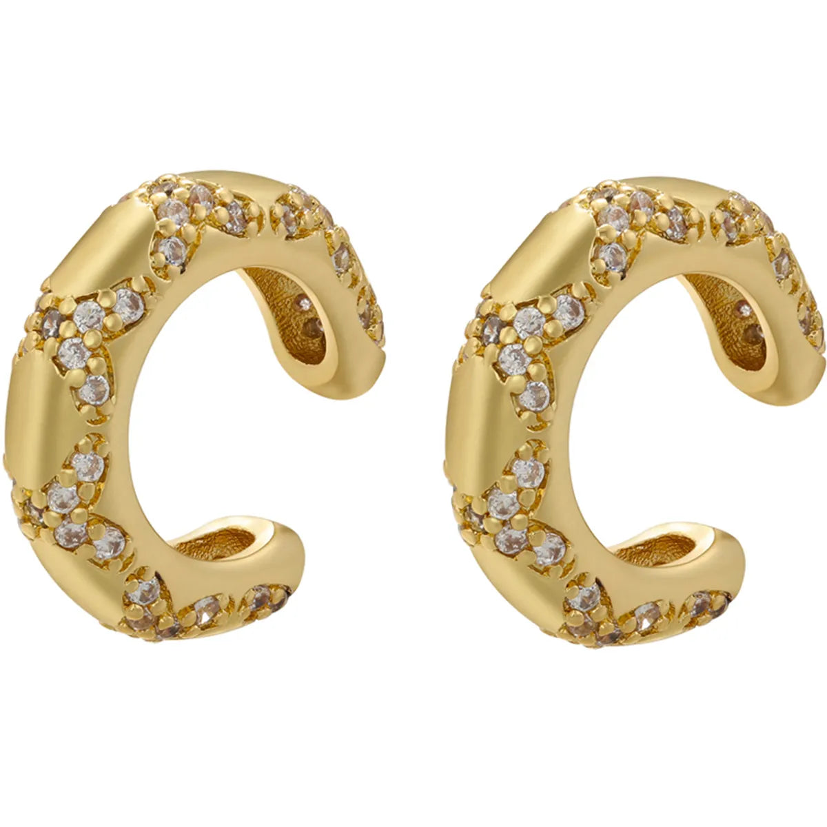 1 Pair Casual Classic Style C Shape Plating Inlay Copper Zircon 18k Gold Plated Ear Cuffs