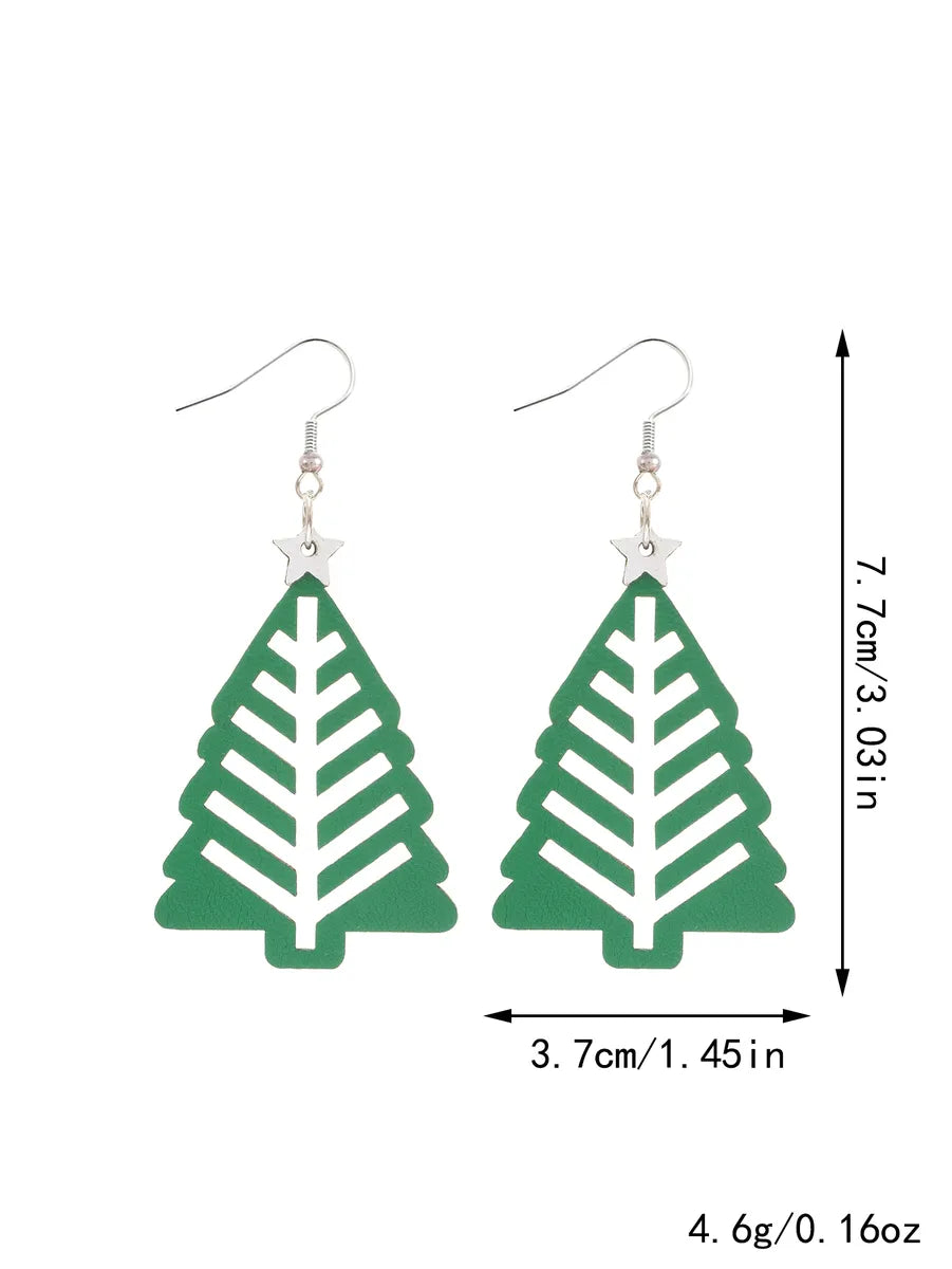 1 Pair Casual Classic Style Christmas Tree Pu Leather Drop Earrings