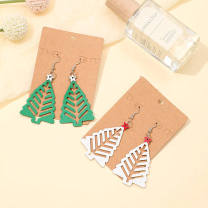 1 Pair Casual Classic Style Christmas Tree Pu Leather Drop Earrings