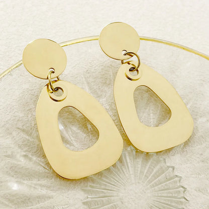 1 Pair Casual Classic Style Circle Water Droplets 304 Stainless Steel 14K Gold Plated Drop Earrings